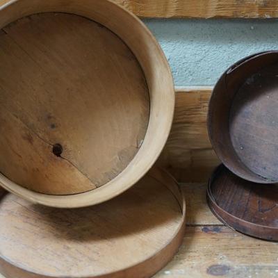PAIR OF ROUND ANTIQUE PANTRY BOXES