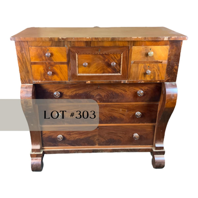 Lot 303 | Ornate Dresser | Burled Walnut