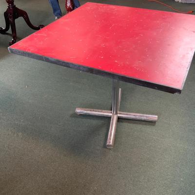 Lot 350 | Mid-Century Chrome and Red Table