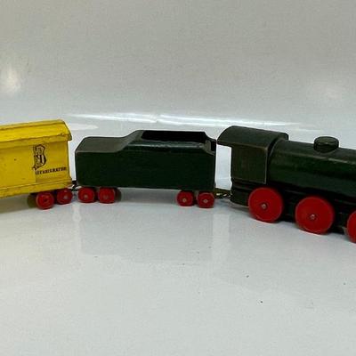 Vintage Painted Wood Three Car Train Set Pacific Fruit Express