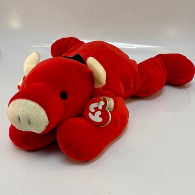 TY Beanie Babies Pillow Pal Collection Red the Bull with Tag