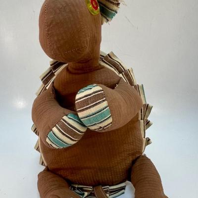 Vintage Plush Stuffed Turtle Tortoise & Handheld Jack in a Box Clown Toy