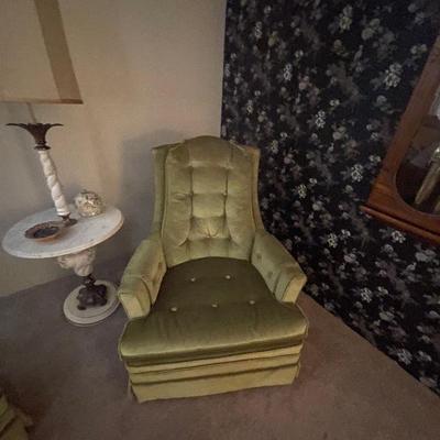 Green tufted MCM chairs (pair)