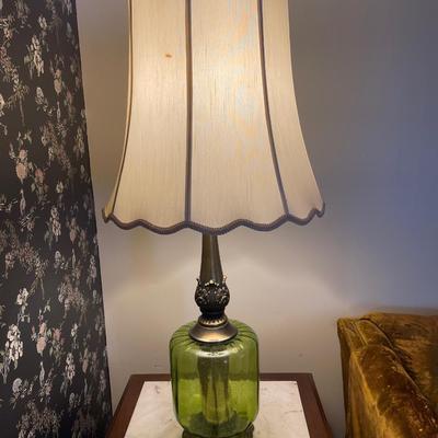 MCM green glass lamps (2)