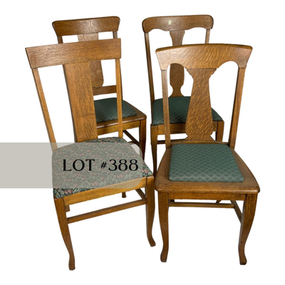 Lot 388 | Lot of 4 Mis-Matched Oak Chairs