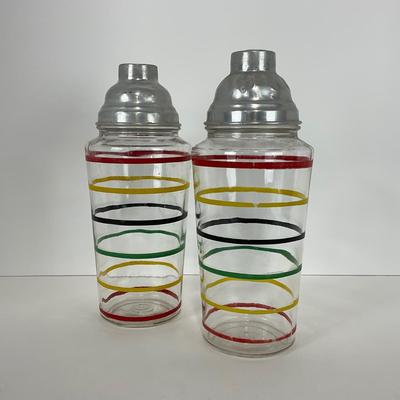 -3- GLASSWARE | Colorful Stripes Large Cocktail Shakers