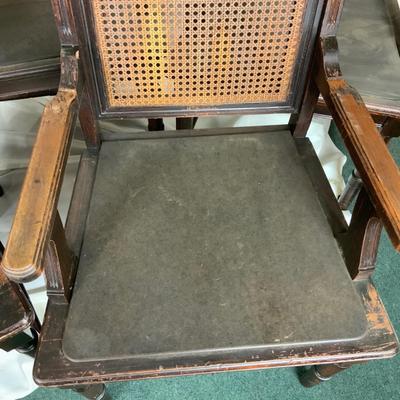 Lot 396 | Set of 5 Caned Back Leather Seat Chairs