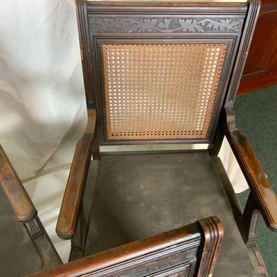 Lot 396 | Set of 5 Caned Back Leather Seat Chairs