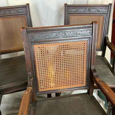 Lot 396 | Set of 5 Caned Back Leather Seat Chairs