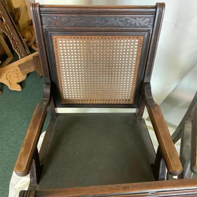 Lot 396 | Set of 5 Caned Back Leather Seat Chairs