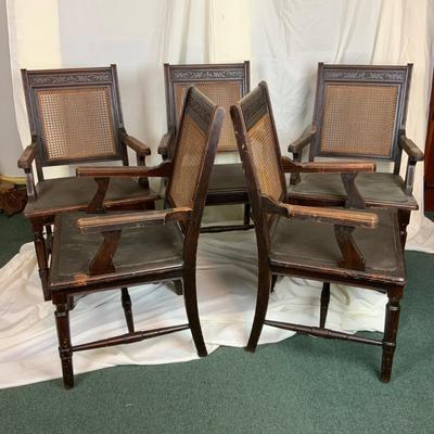 Lot 396 | Set of 5 Caned Back Leather Seat Chairs