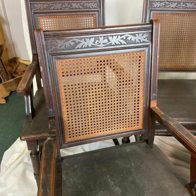 Lot 396 | Set of 5 Caned Back Leather Seat Chairs