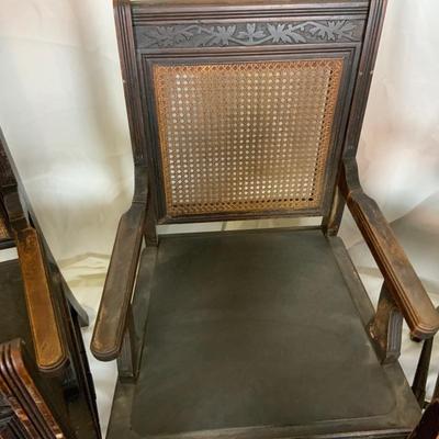 Lot 396 | Set of 5 Caned Back Leather Seat Chairs