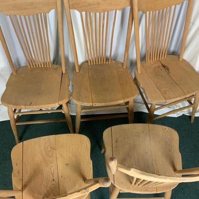 Lot 409 | Five Stripped-Down Pressed-Back Chairs