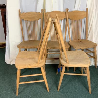 Lot 409 | Five Stripped-Down Pressed-Back Chairs