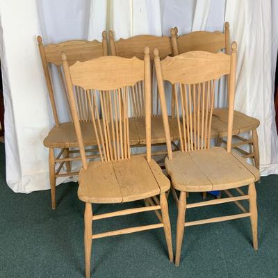 Lot 409 | Five Stripped-Down Pressed-Back Chairs