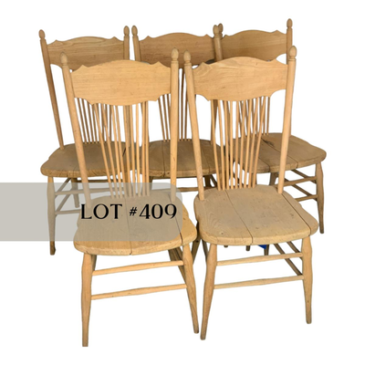Lot 409 | Five Stripped-Down Pressed-Back Chairs
