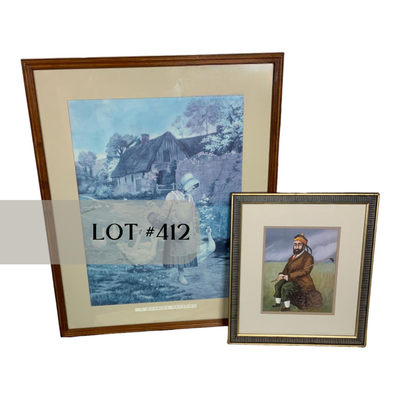 Lot 412 | Woman with Geese | Golfer Watercolor