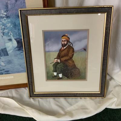 Lot 412 | Woman with Geese | Golfer Watercolor
