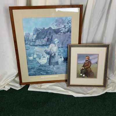 Lot 412 | Woman with Geese | Golfer Watercolor