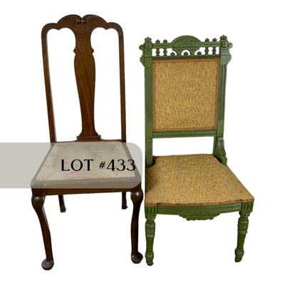 Lot 433 | Mis-Matched Chair Set | Green Parlor Chair