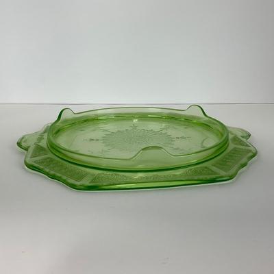 -13- URANIUM | Princess Pattern Green | Footed Cake Plate
