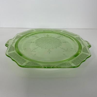 -13- URANIUM | Princess Pattern Green | Footed Cake Plate