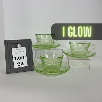 -23- URANIUM | Roulette Hocking Glass Co. Cup & Saucer