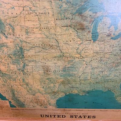 Lot 493 | Vintage Physical and Political Wall Map