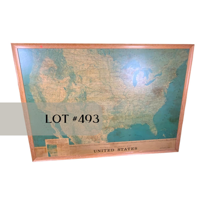 Lot 493 | Vintage Physical and Political Wall Map