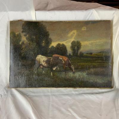 Lot 496 | Unsigned Original Oil | Cows