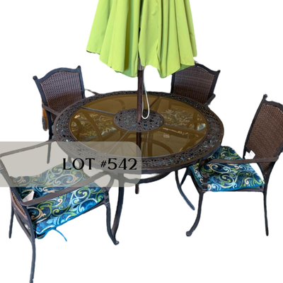 Lot 542 | Patio Set with Umbrella.