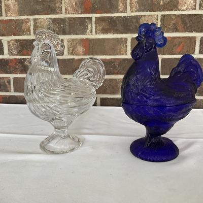 Two Vintage Roosters on Nest