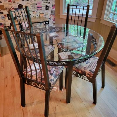 Contemporary Glass Top Kitchen Table and Chairs (K-DW)