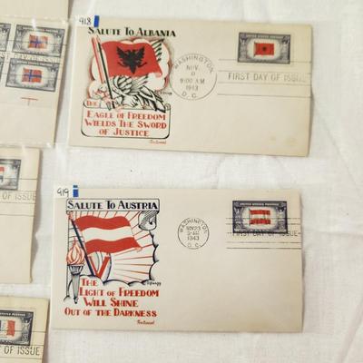 12 - FIRST DAY STAMPS - 1943 SALUTE TO OTHER COUNTRIES