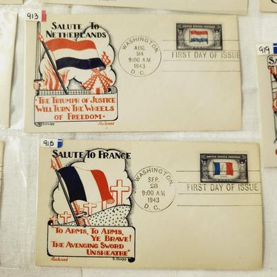 12 - FIRST DAY STAMPS - 1943 SALUTE TO OTHER COUNTRIES