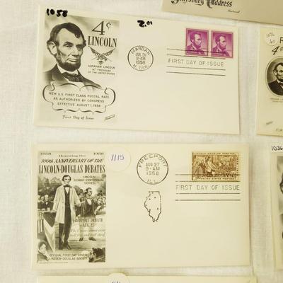 10 - FIRST DAY STAMPS - 1950s ABRAHAM LINCOLN COLLECTION