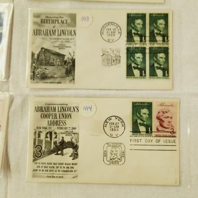 10 - FIRST DAY STAMPS - 1950s ABRAHAM LINCOLN COLLECTION