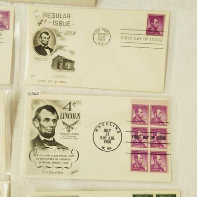10 - FIRST DAY STAMPS - 1950s ABRAHAM LINCOLN COLLECTION