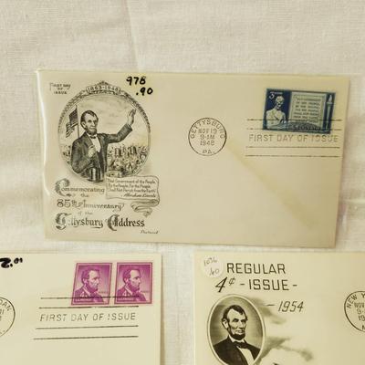 10 - FIRST DAY STAMPS - 1950s ABRAHAM LINCOLN COLLECTION