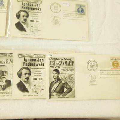 12 - FIRST DAY STAMPS - 50S & 60S CHAMPIONS OF LIBERTY (W/ SET OF DUPLICATES)