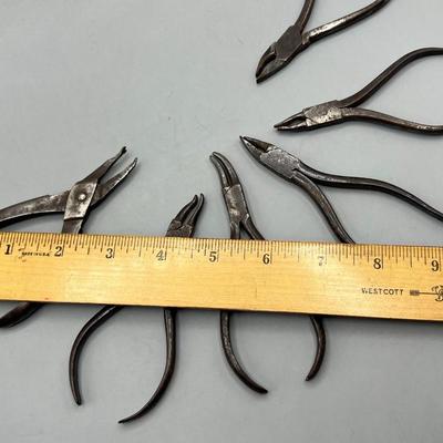 Lot of Antique 19th Century Curved Thin Nose Dental Extraction Pliers