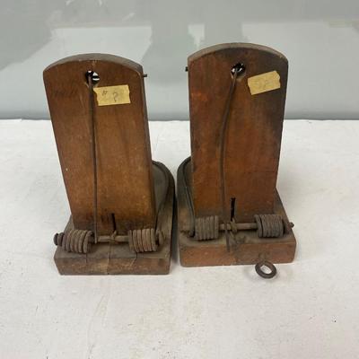 Pair of Antique Tombstone Style Mouse Rat Rodent Animal Spring Loaded Traps