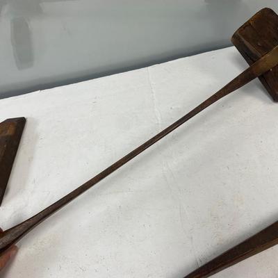 Antique Primitive Wood Hand Tools Thistle Puller Hammer Miscellaneous Block