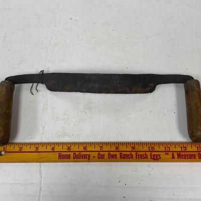 Antique Wood Handle & Steel Cooper's Drawknife Spoke Shave Curved