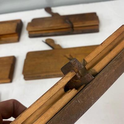 Antique Set of 6 Grooved Split Blade Moulding Trim Wood Hand Woodworking Planes