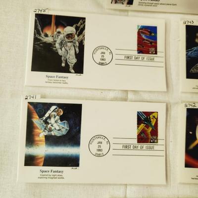 6 - FIRST DAY STAMPS - 1993 SPACE FANTASY