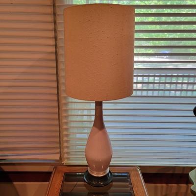 Ceramic Lamp with a Distressed Linen Shade (S-DW)