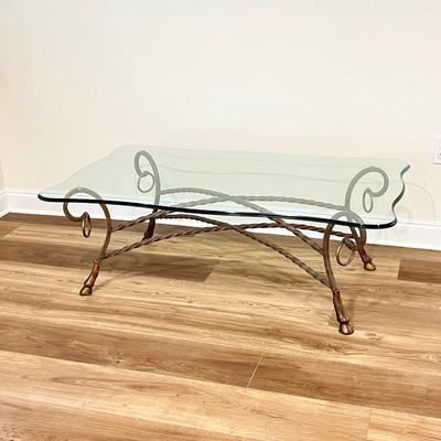 Pair (2) ~ Glass / Metal Coffee Table & Side Table