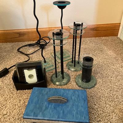 D10- lamp, trinket box, candle holders, coasters